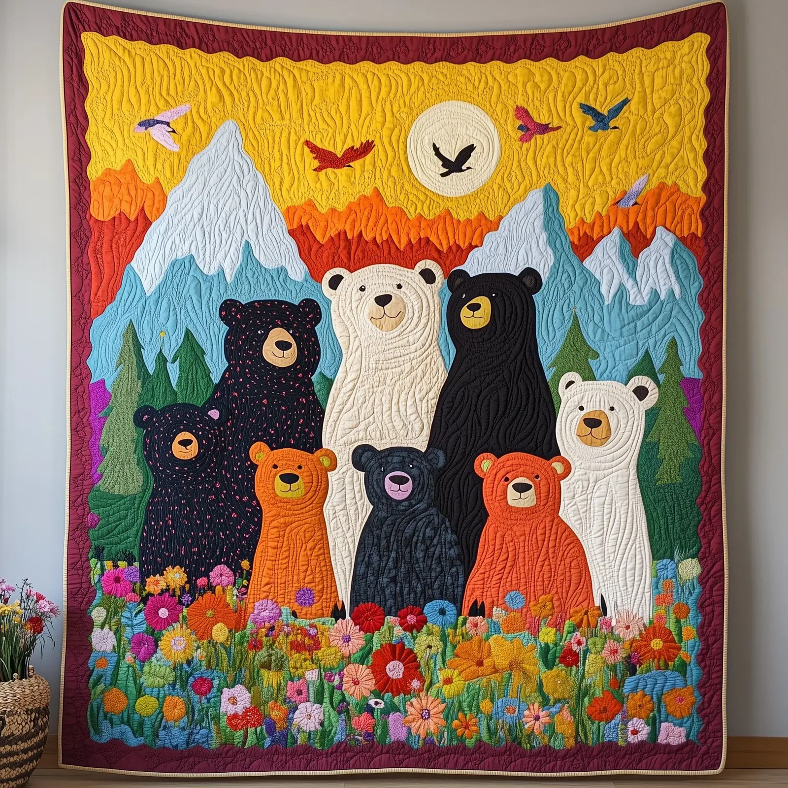 Bear Wildlife Forest Animal Elegant Quilted Blanket Elegant Outdoors Gift Best Gifts For Bear Lovers Family
