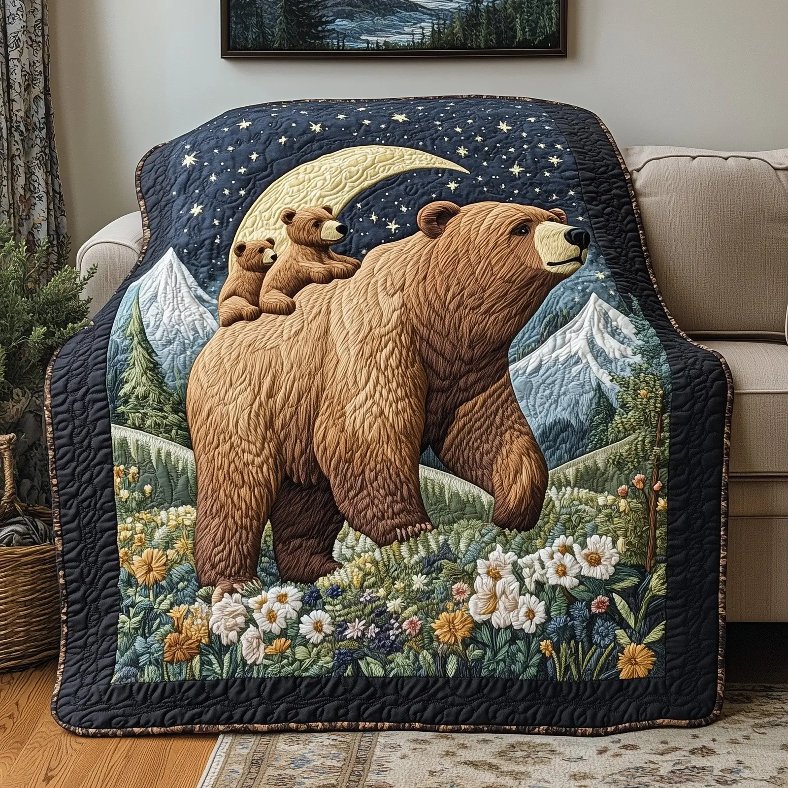 Bear Wildlife Forest Animal Rustic Quilted Blanket Outdoors Hunter Gift Best Gifts For Bear Lovers Family Bear Wildlife Forest Animal Rustic Quilted Blanket Outdoors Hunter Gift Best Gifts For Bear Lovers Family - Image 1