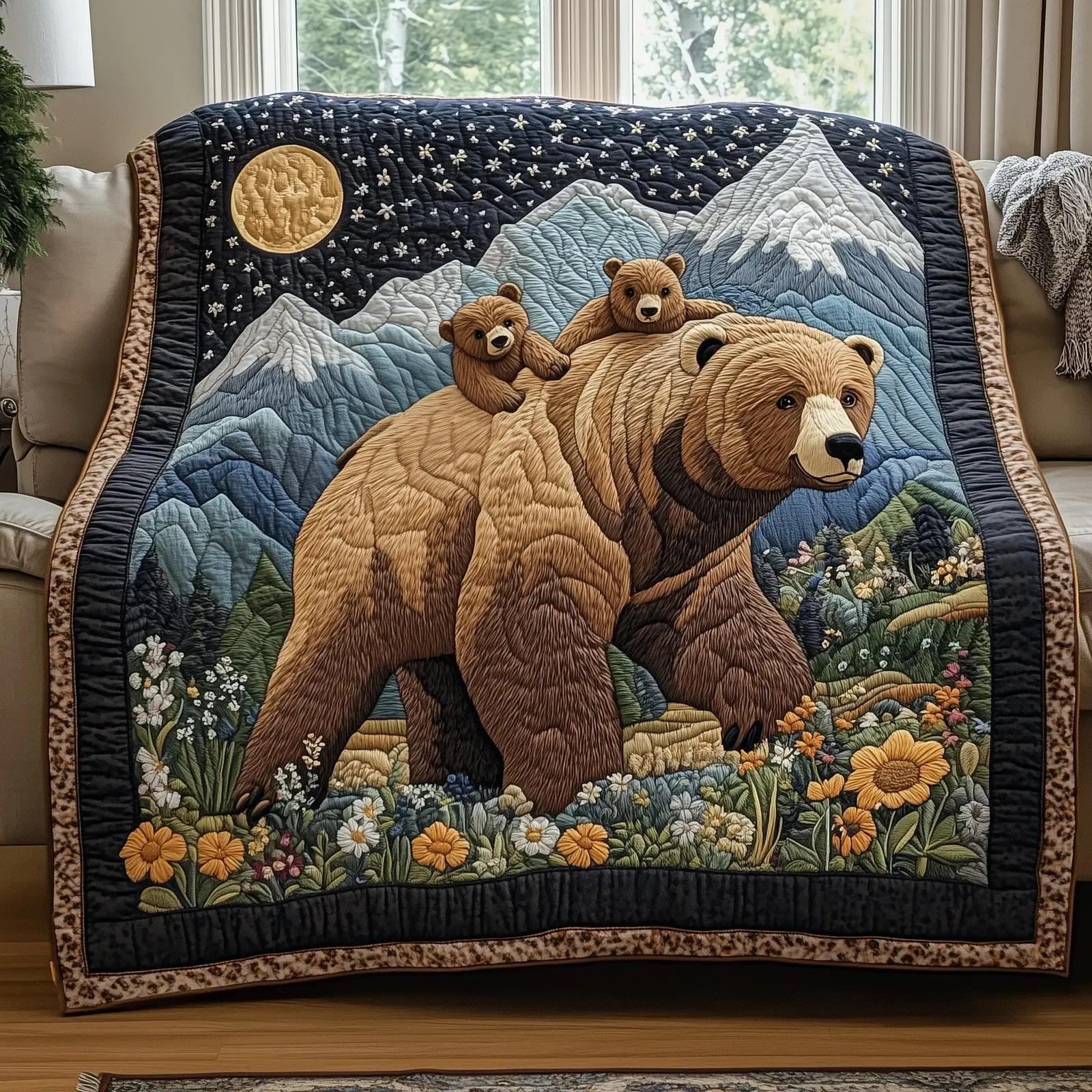 Bear Wildlife Forest Animal Vintage Quilted Blanket Vintage Animal Best Gifts For Bear Lovers Family Bear Wildlife Forest Animal Vintage Quilted Blanket Vintage Animal Best Gifts For Bear Lovers Family - Image 1