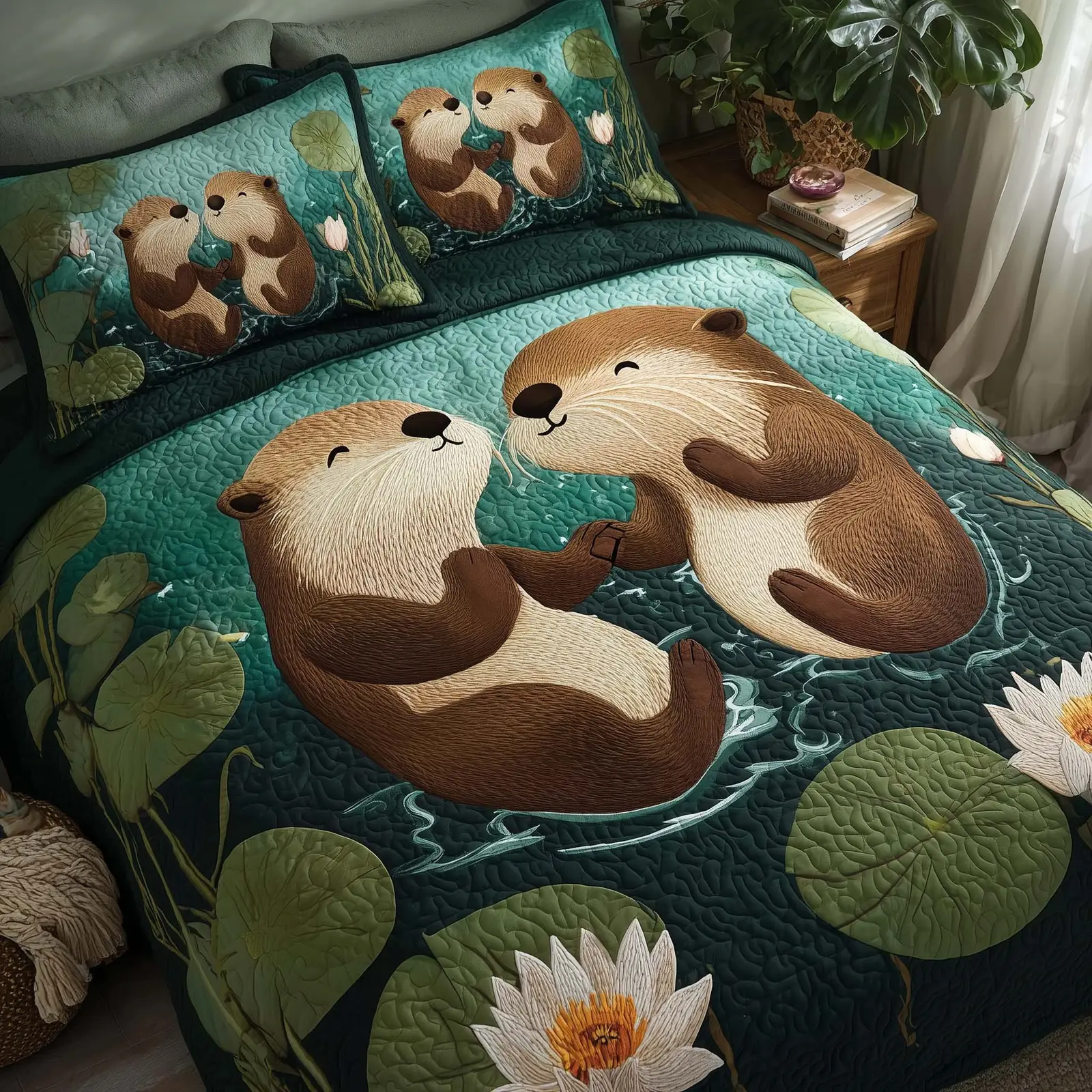 Beaver Couple Quilted Bedding Set Valentine Day Gifts For Your Grandma Beaver Couple Quilted Bedding Set Valentine Day Gifts For Your Grandma - Image 1