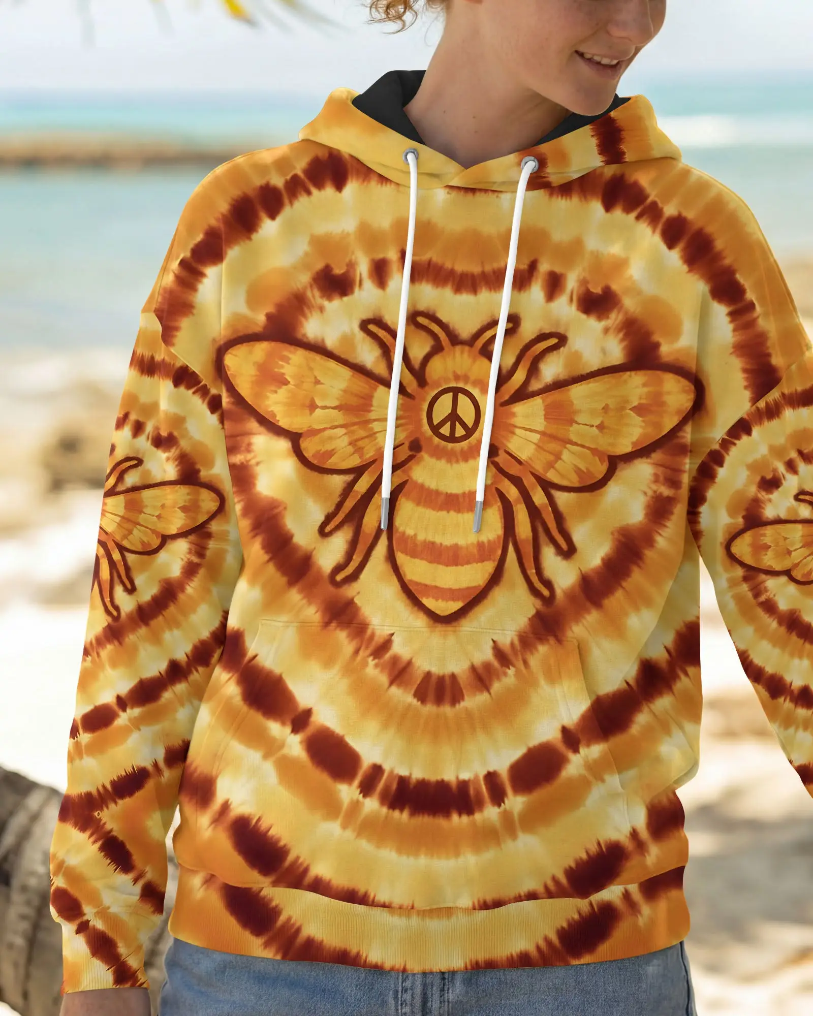 Bee Hippie Yellow Tie Dye Hoodie Vibrant Colors Clothing Perfect Gift For Gen Z Bee Hippie Yellow Tie Dye Hoodie Vibrant Colors Clothing Perfect Gift For Gen Z - Image 1