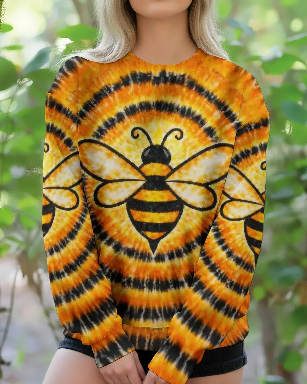 Bee Orange & Black Swirl Tie Dye Sweatshirt Clothing Gift For Sisters