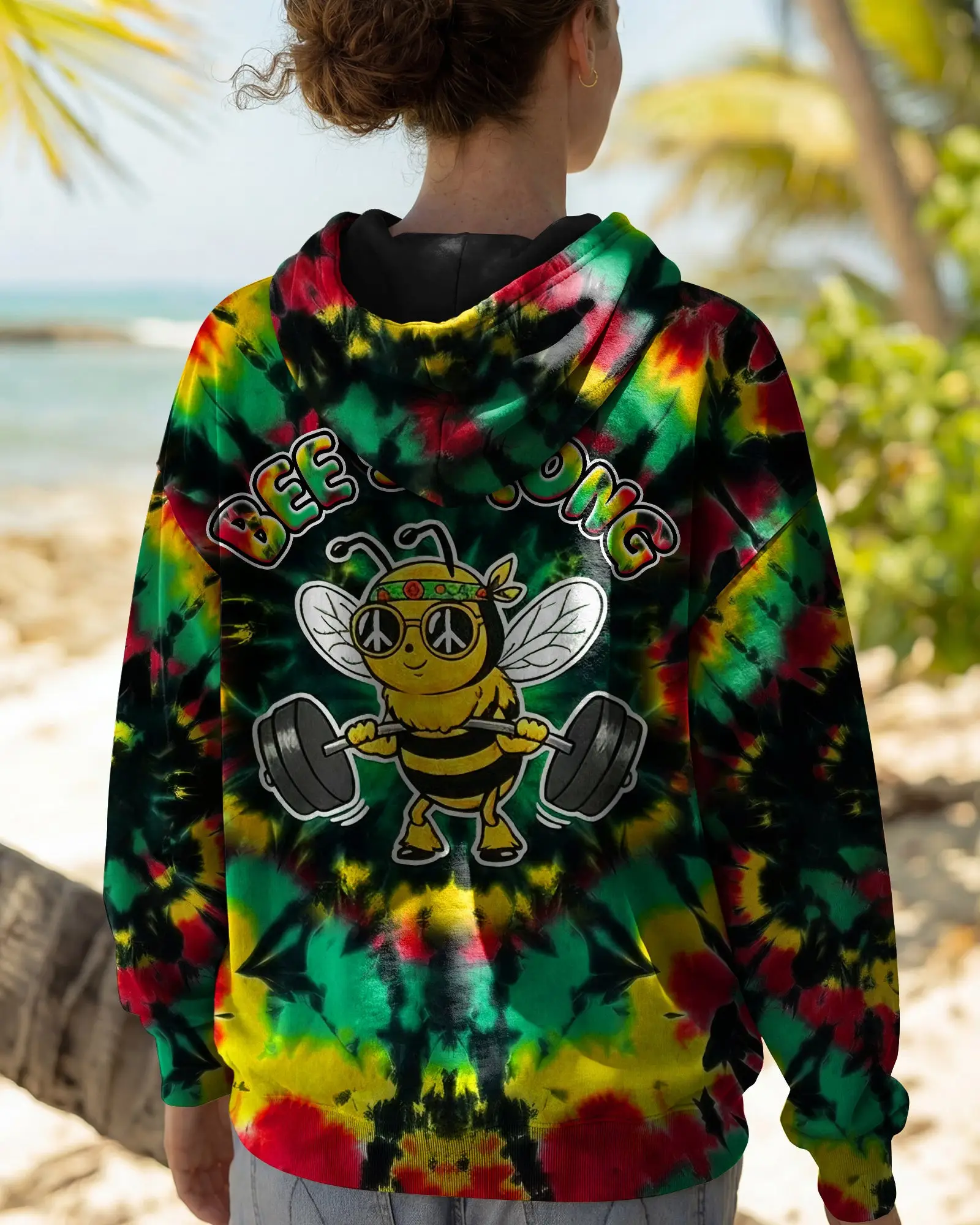 Bee Strong Rainbow Tie Dye Hoodie Striking Colors Clothes Unique Gifts For Sisters