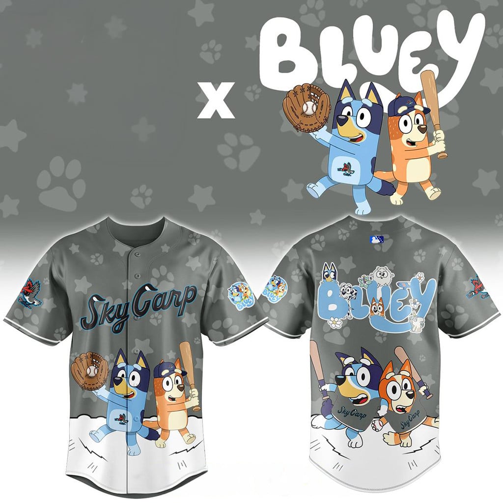 Beloit Sky Carp x Bluey Night Game 2026 Minor Baseball Jersey Beloit Sky Carp Merch Son Gifts