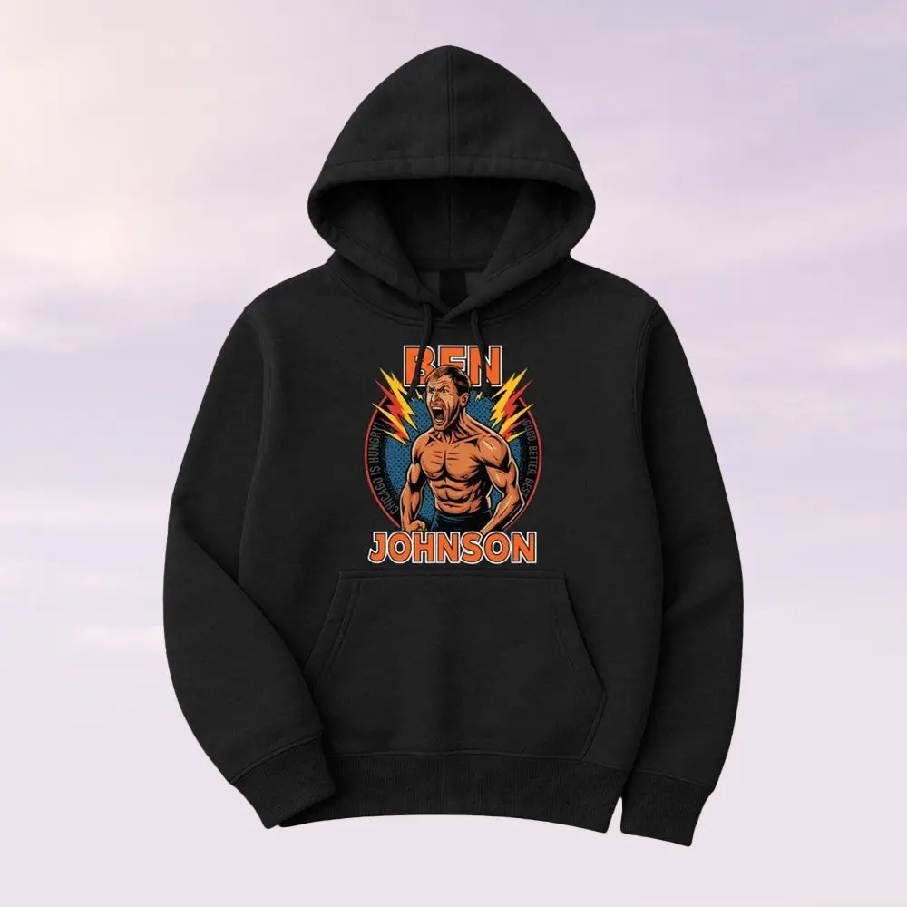 Ben Johnson Shirtless Hoodie Muscular Athlete Clothes Unique Gifts Ideas For BFF