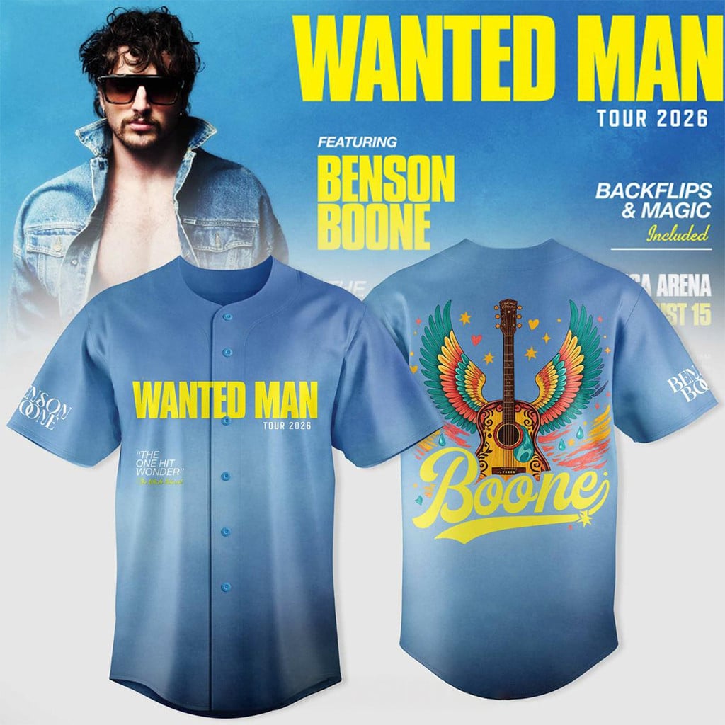 Benson Boone Wanted Man Tour 2026 Jersey Benson Boone Merch Gift Ideas For Music Lovers