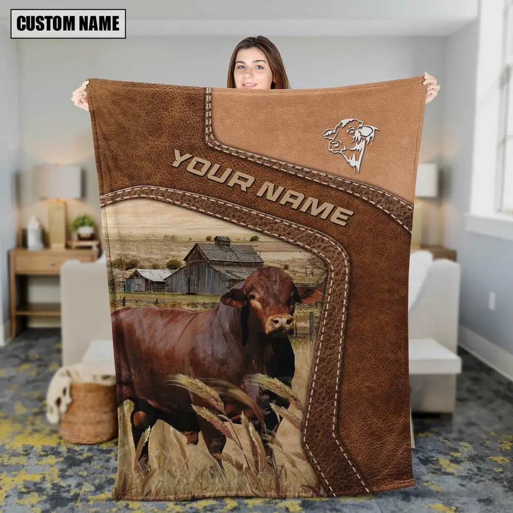 Big Custom Name Beefmaster Blanket Farm Animal Blanket Presents For Farmers