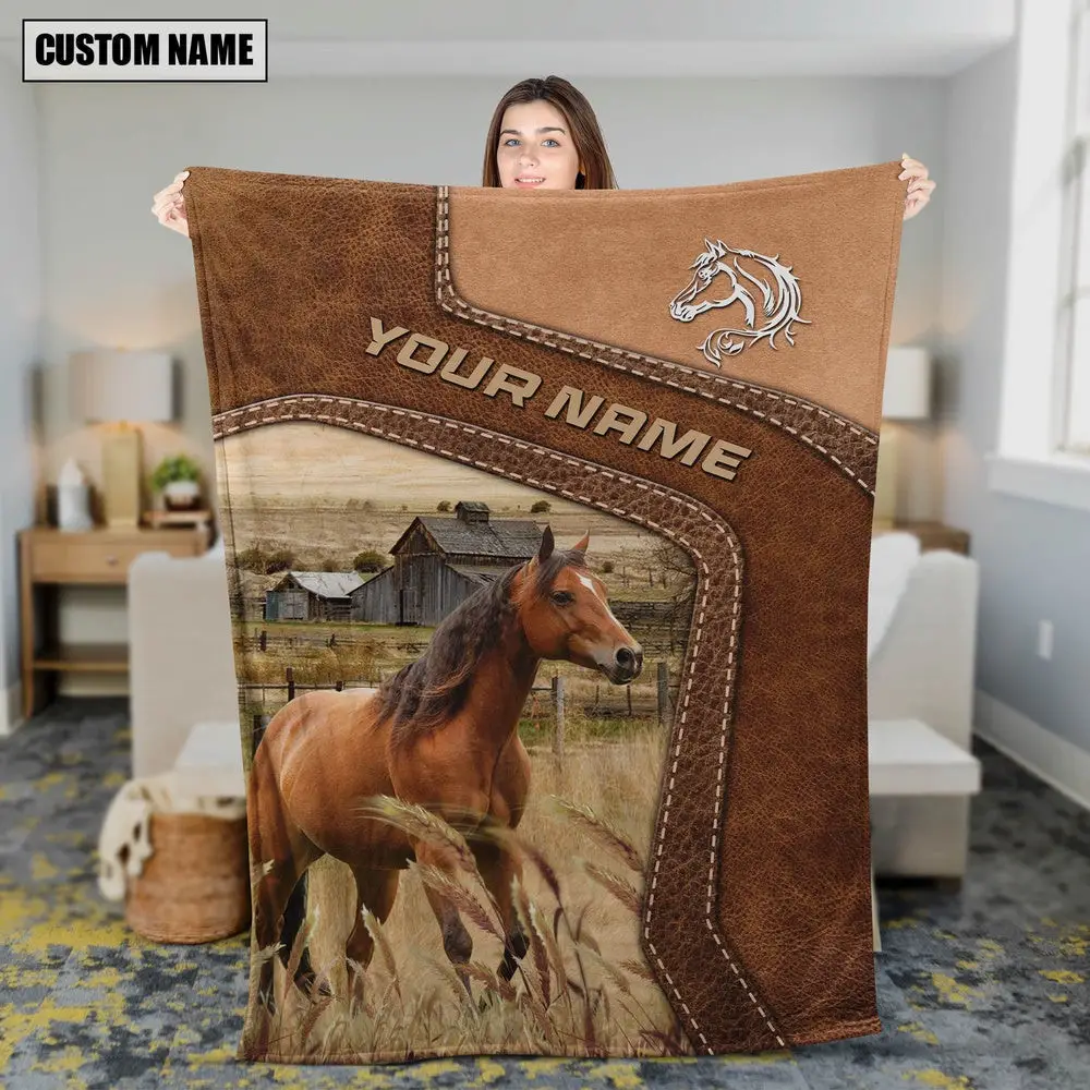 Big Custom Name Horse Blanket Farm Animal Blanket Presents For Farmers