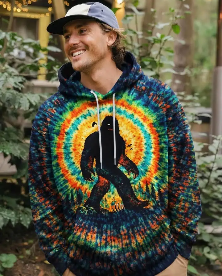 Bigfoot Spooky Tie Dye Shirt Outdoor Adventure Outfits For Men Bigfoot Lover Gifts