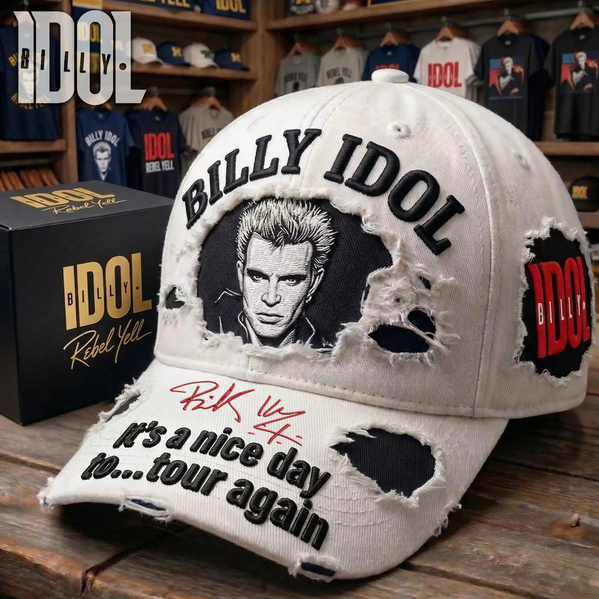 Billy Idol Tour Dates Hat It's A Nice Day To Tour Again Baseball Cap Gifts For Fans