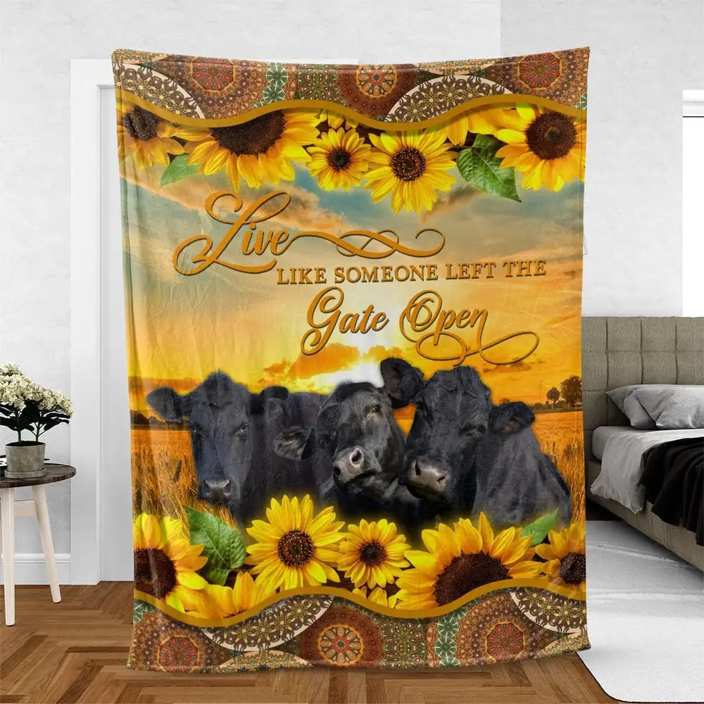 Black Angus Live Like Someone Left The Gate Open Blanket Farm Blanket Gift For Farmer