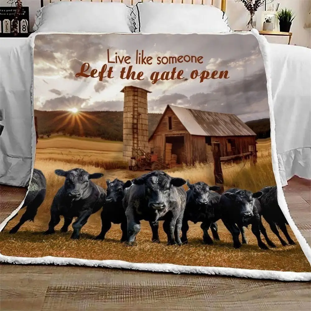 Black Angus Live Like Someone Left the Gate Open  Blanket Farm Blanket Gift For Farmer