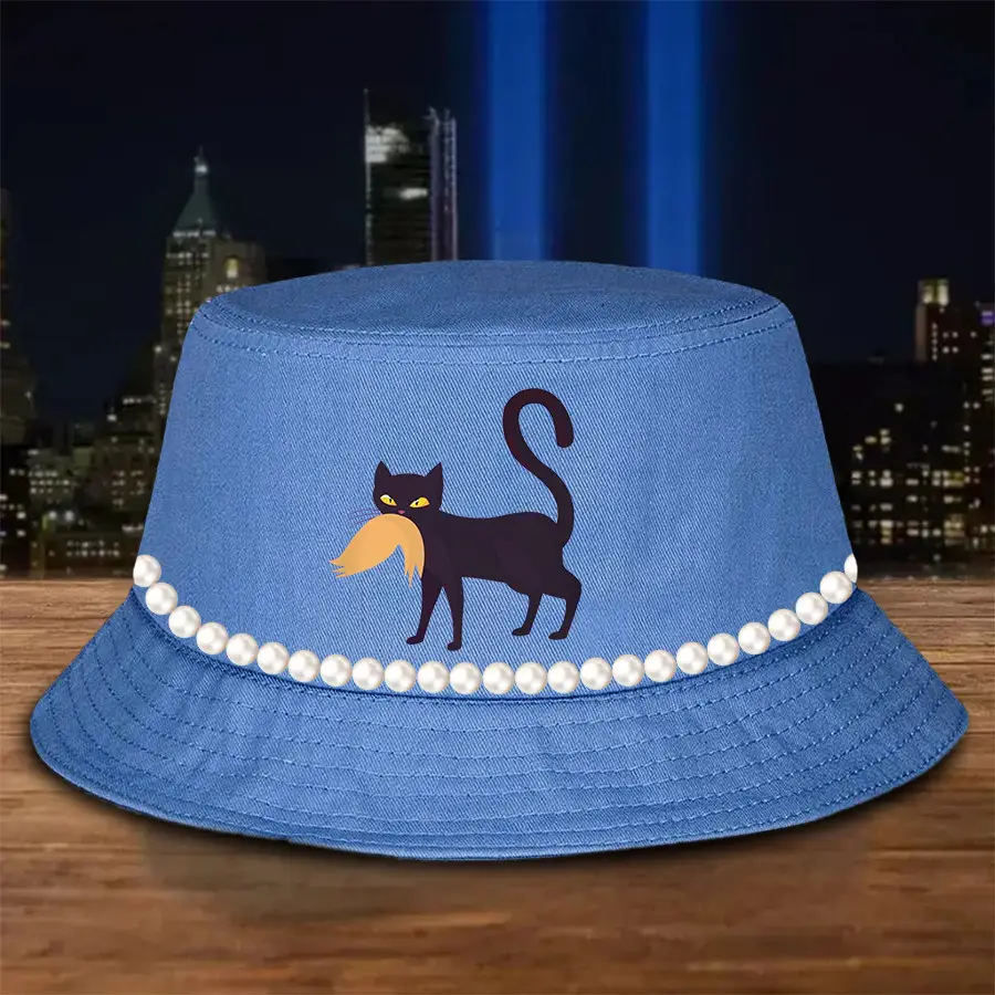 Black Cat Anti Donald Trump Bucket Hat Vote Kamala Harris Funny Political Hat Gifts For Her Black Cat Anti Donald Trump Bucket Hat Vote Kamala Harris Funny Political Hat Gifts For Her - Image 1