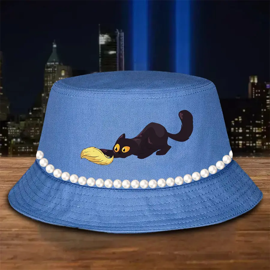 Black Cat Anti Trump Bucket Hat Funny Political Hat Gifts For Harris Voters