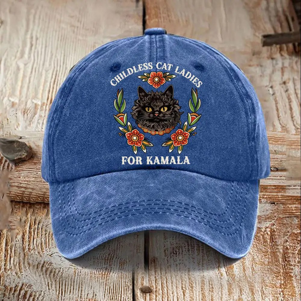 Black Cat Childless Cat Ladies For Kamala Hat President Kamala Hat Gifts For Dads