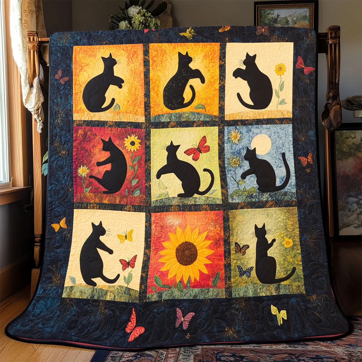 Black Cat Quilt Blankets Best Throw Blanket Awesome Mother's Day Gifts 2025