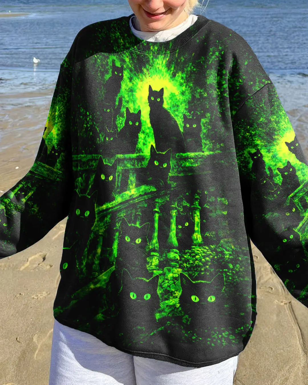 Black Cats In The Midnight Pattern Sweatshirt Clothes Gift For Him Her