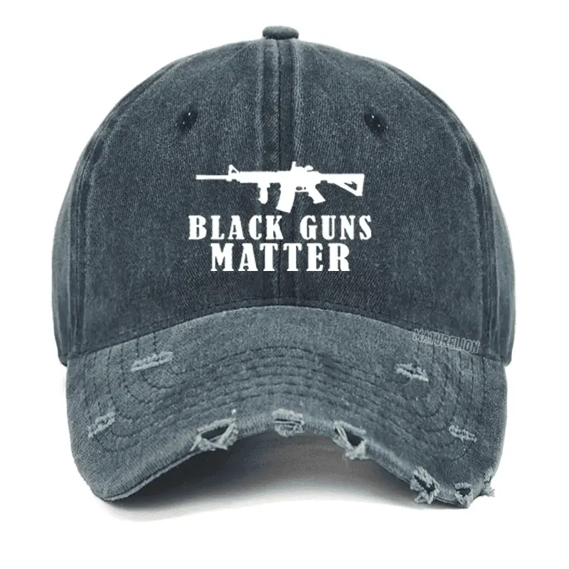 Black Guns Matter Washed Vintage Cap Sarcastic Quote T-Shirt for Men – Comical Shirt