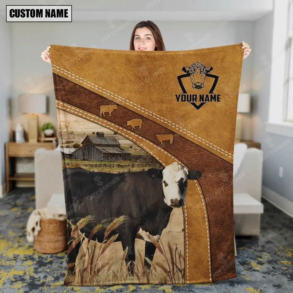 Black Hereford Custom Name Blanket Collection Farm Animal Blanket Presents For Farmers