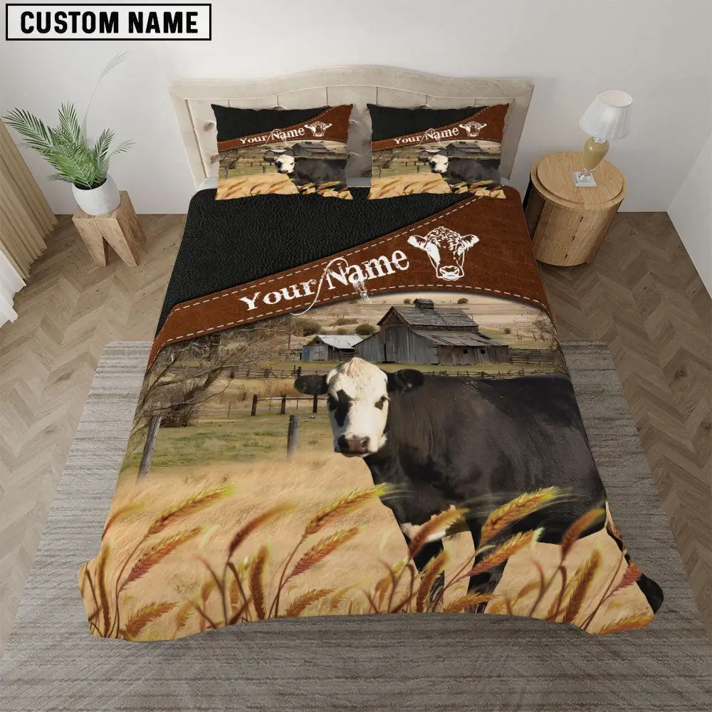 Black Hereford On The Field Customized Name Bedding Set Thoughtful Wedding Gifts Black Hereford On The Field Customized Name Bedding Set Thoughtful Wedding Gifts - Image 1