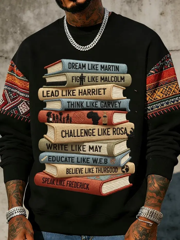 Black History Month Merch African American Book Themed Sweatshirt Gift for Husband Black History Month Merch African American Book Themed Sweatshirt Gift for Husband - Image 1