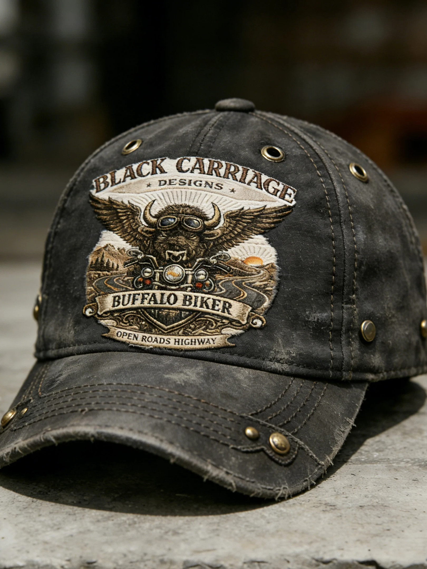 Black History Month Merch Black Carriage Designs Buffalo Biker Hat Gifts For Bikers Black History Month Merch Black Carriage Designs Buffalo Biker Hat Gifts For Bikers - Image 1