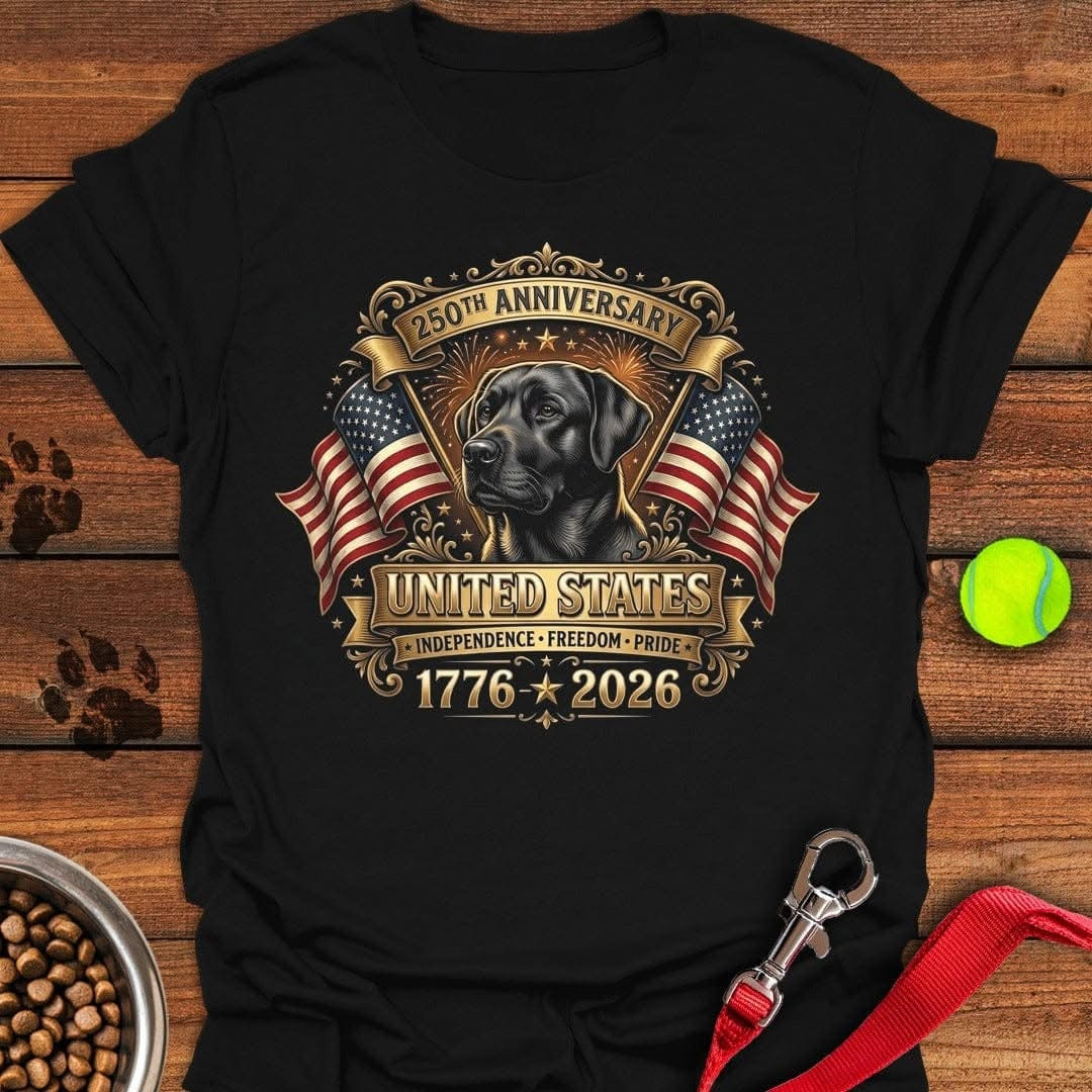 Black Labrador Patriotic T-Shirt America 250th Anniversary Shirt Gifts For Dog Lovers