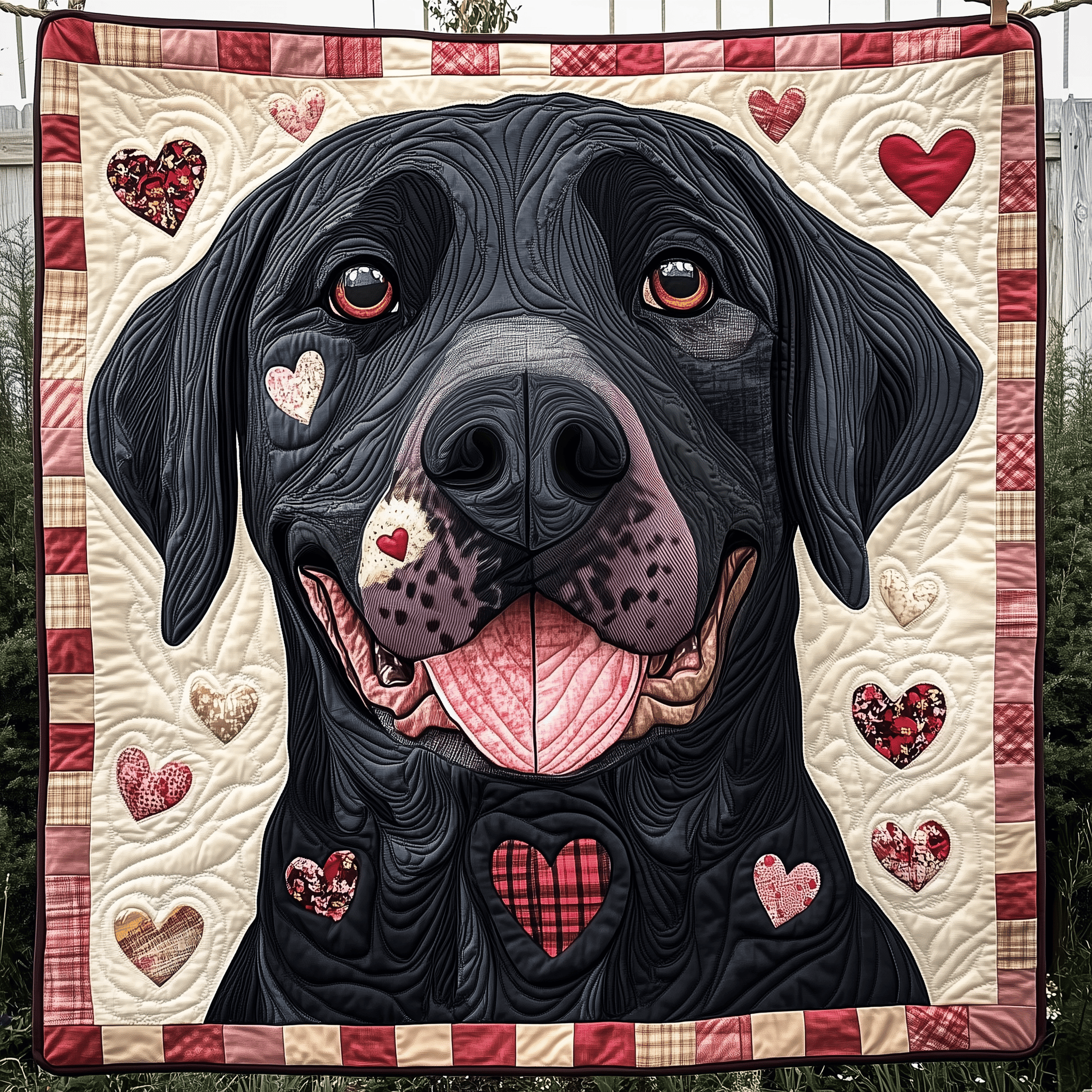 Black Labrador Valentine Quilted Blanket Animal Home Decor Dog Lover Presents