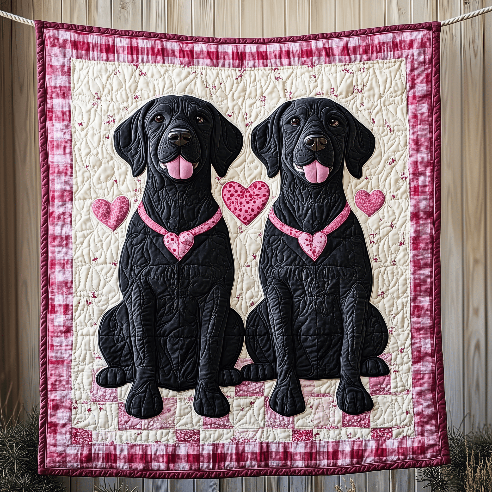 Black Labrador Valentine Quilted Blanket Bedroom Decorations Dog Lover Gift Ideas