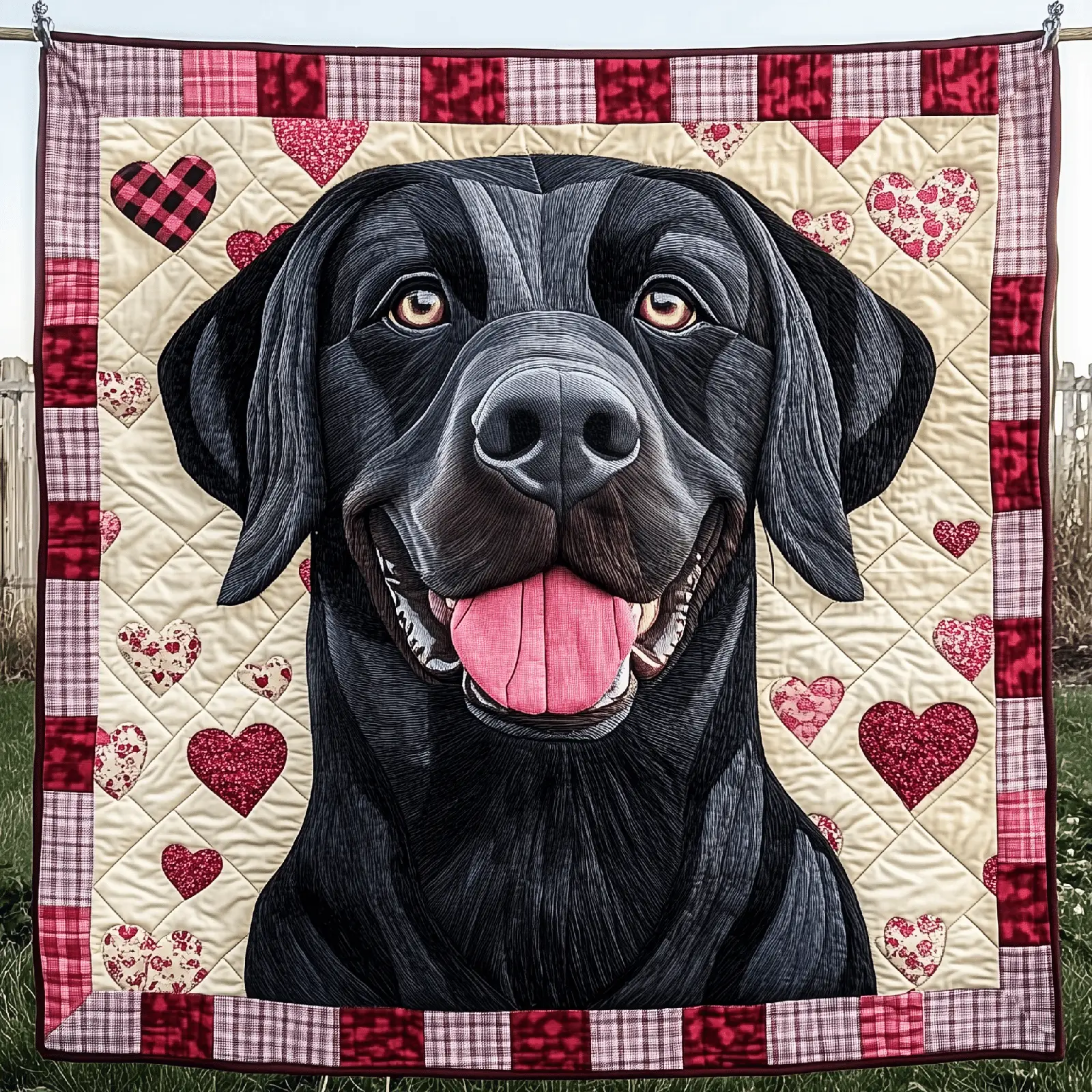 Black Labrador Valentine Quilted Blanket Bedroom Decorations Gifts For Dog Onwers