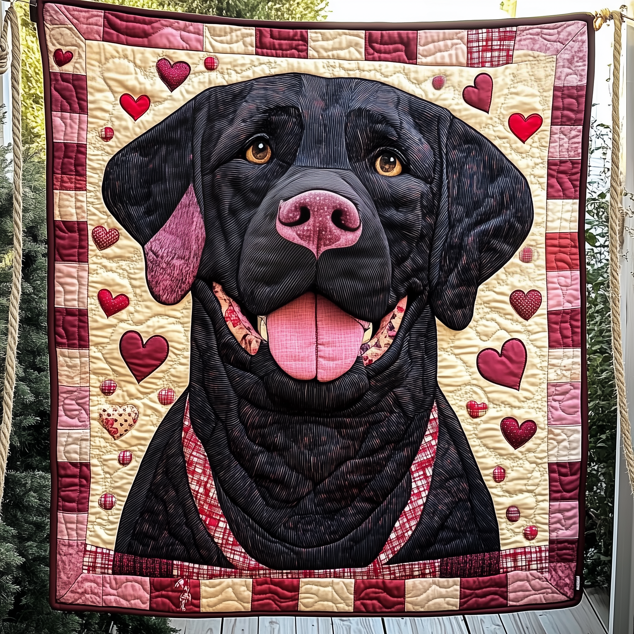 Black Labrador Valentine Quilted Blanket Trendy Home Decor Unique Gifts For Mother Black Labrador Valentine Quilted Blanket Trendy Home Decor Unique Gifts For Mother - Image 1