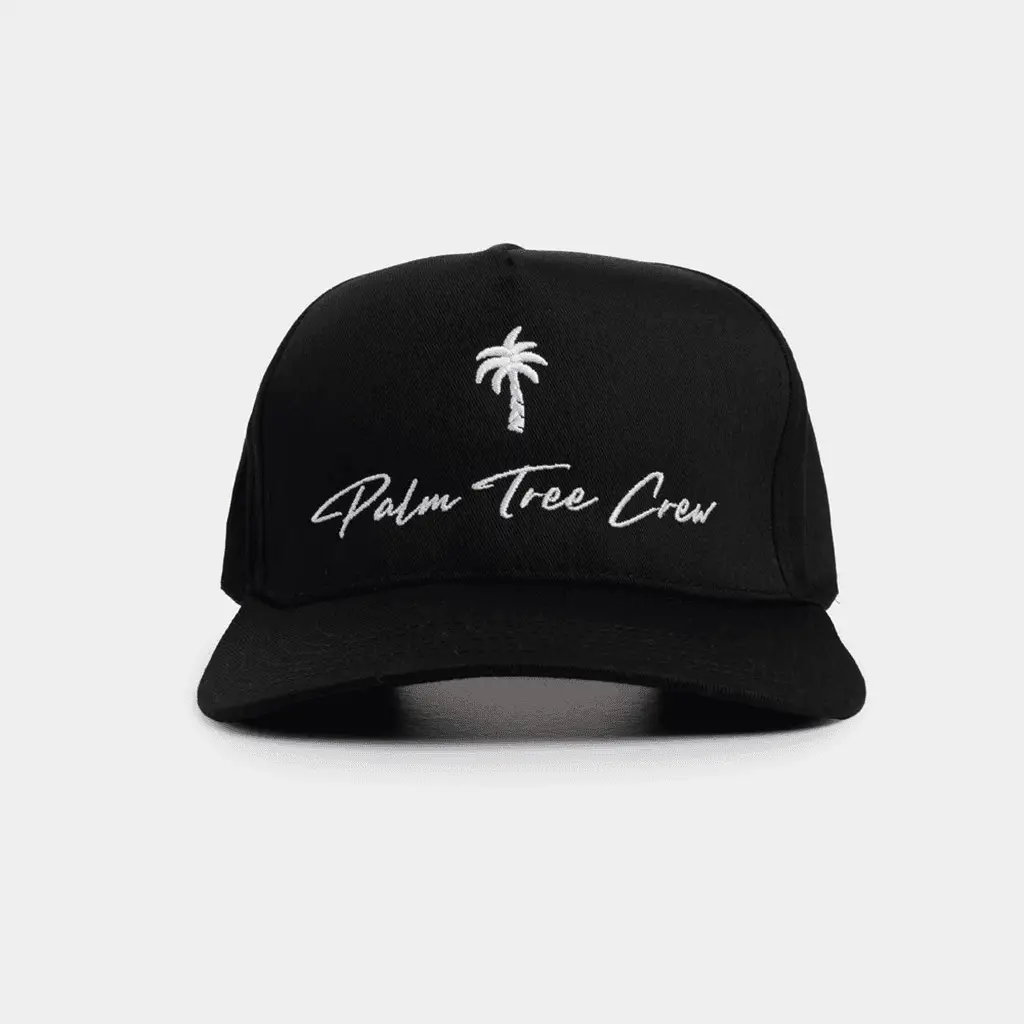 Black Palm Tree Crew Hat Summer Gift Idea for Husband PTC Outdoor Trucker Hat -WearandDecor Black Palm Tree Crew Hat Summer Gift Idea for Husband PTC Outdoor Trucker Hat -WearandDecor - Image 1