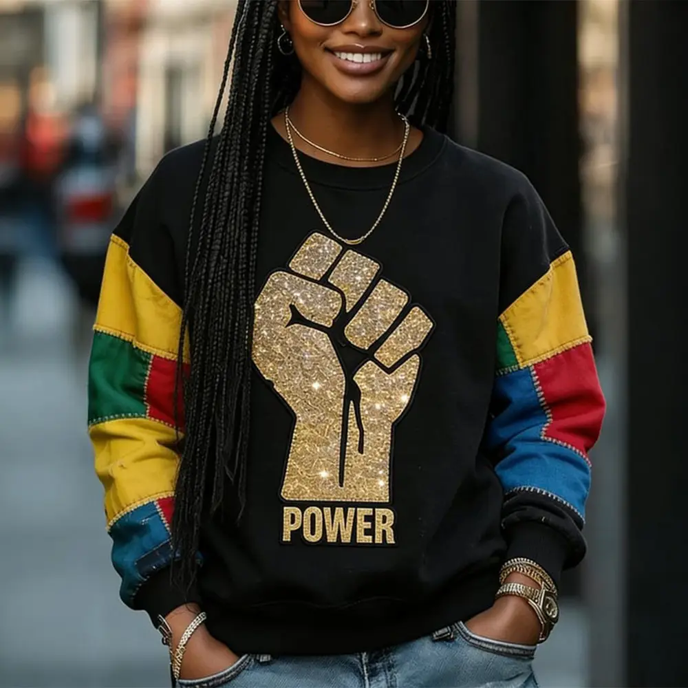 Black Power Casual Sweatshirt USA Melanin Pride Apparel Black History Month Clothing