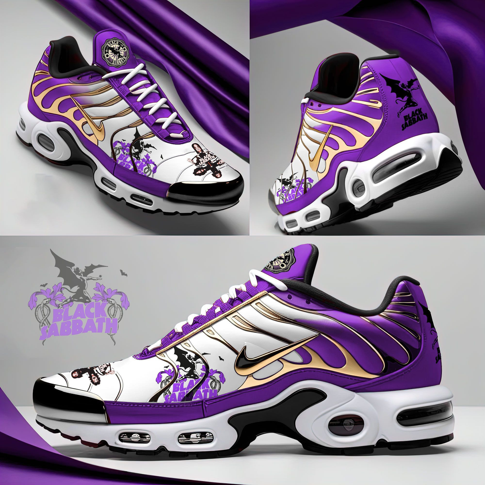 Black Sabbath Air Max Plus Sneakers Sports Shoes Black Sabbath Merch Gifts for Band Fans