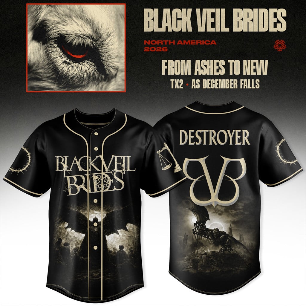 Black Veil Brides From Ashes To New Tour Baseball Jersey Black Veil Brides Merch Fan Gift
