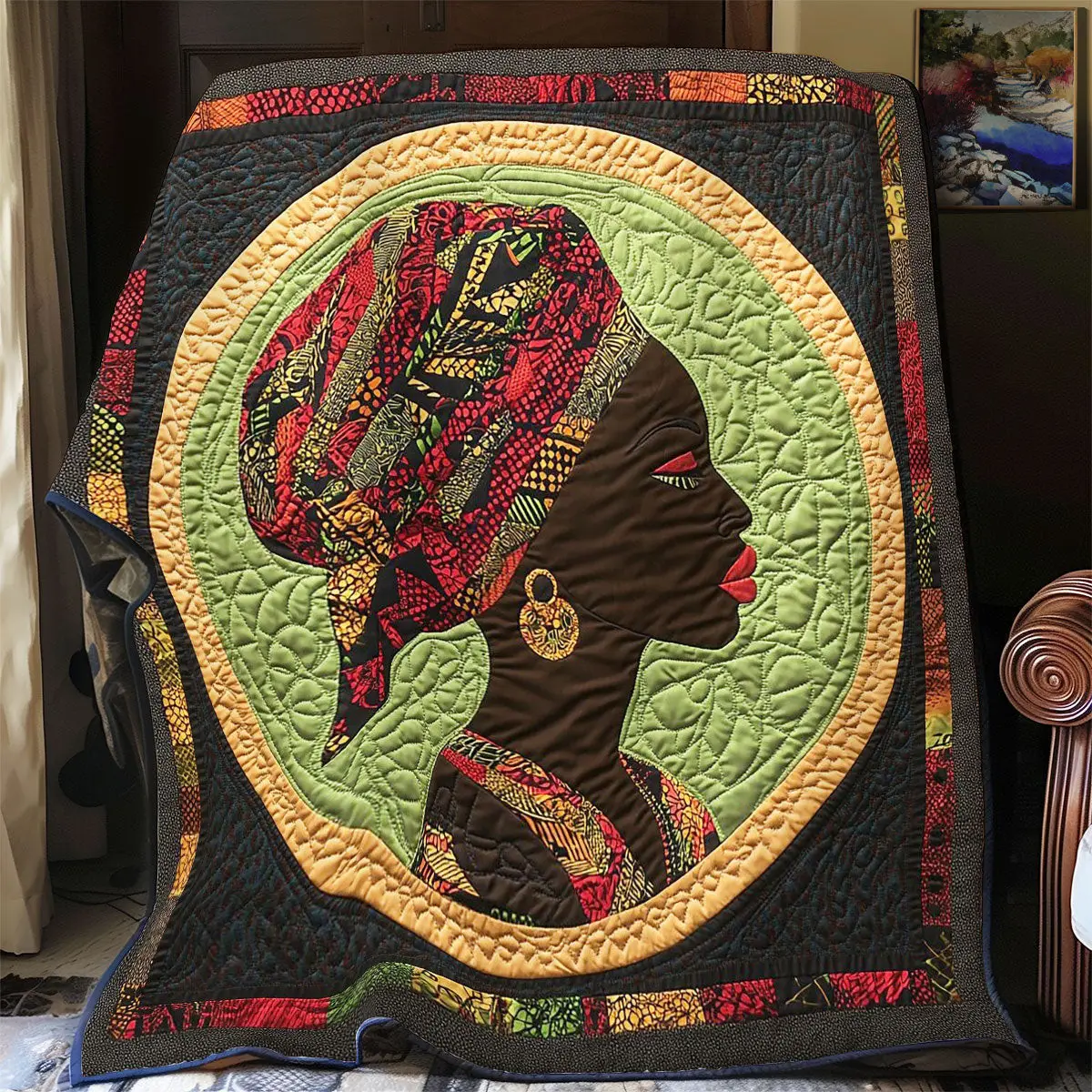 Black Women Portrait Quilt Blanket Special Throw Blanket Holiday Gifts For Art Lovers