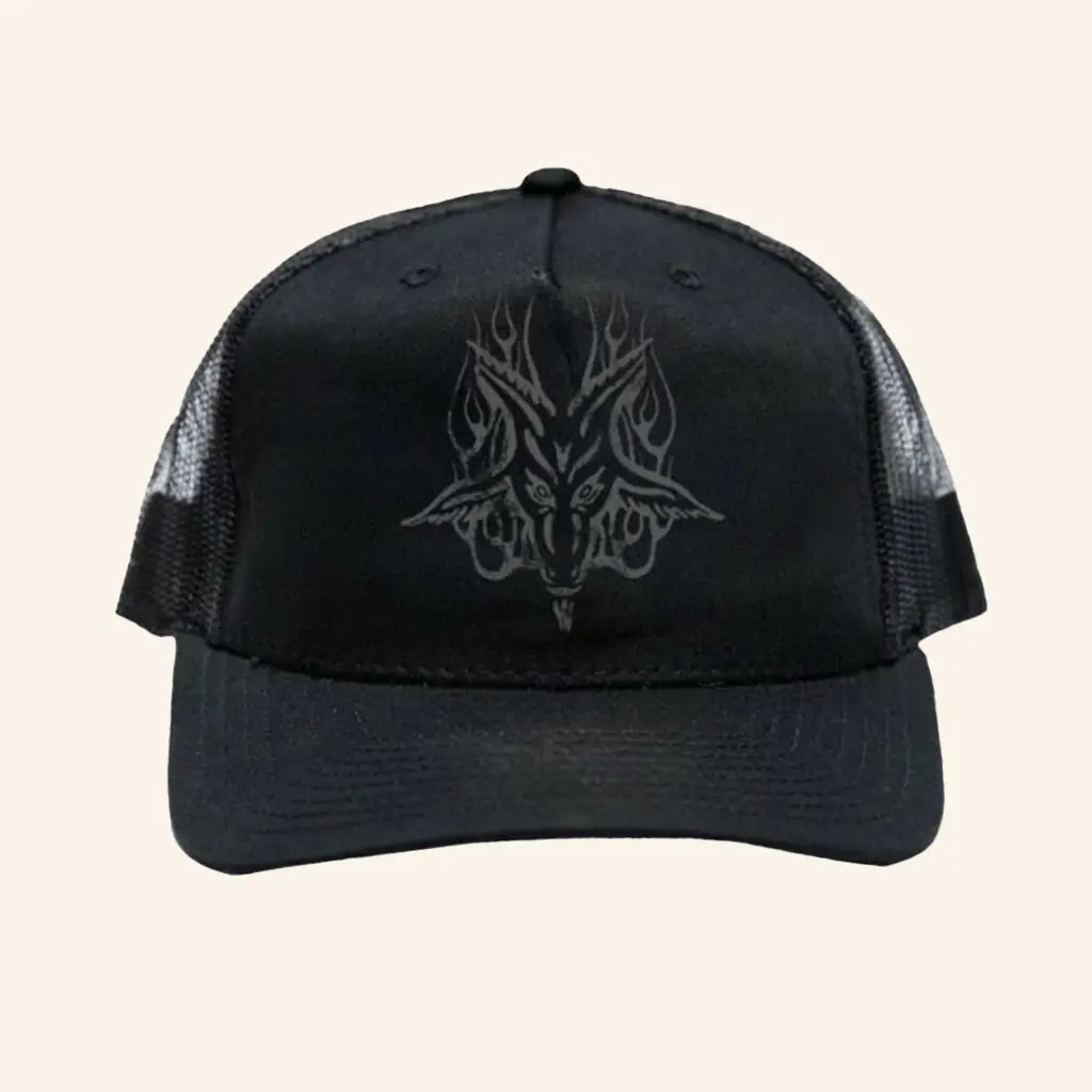 Blackcraft Cult Merch Grey Baphomet Trucker Hat Christmas Gift Ideas For Dad -WearandDecor Blackcraft Cult Merch Grey Baphomet Trucker Hat Christmas Gift Ideas For Dad -WearandDecor - Image 1