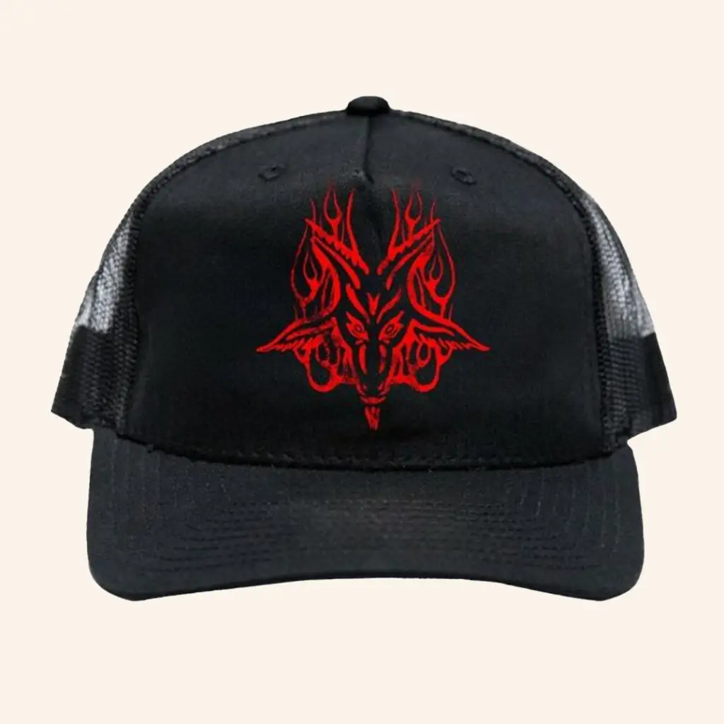 Blackcraft Cult Merch Red Baphomet Trucker Hat Christmas Gifts For Husband -WearandDecor