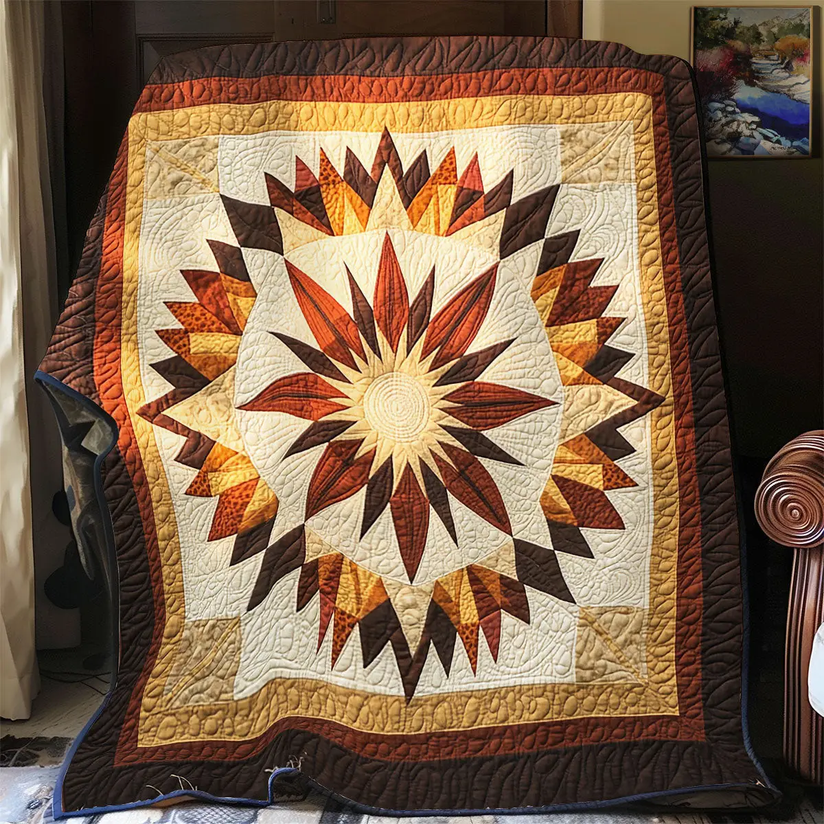 Blazing Horizon Quilt Blanket For Couch Mother's Day Presents For Grandma