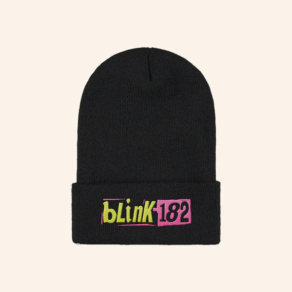 Blink 182 Merch Black Logo Beanie Embroidered Gifts For Friends -WearandDecor