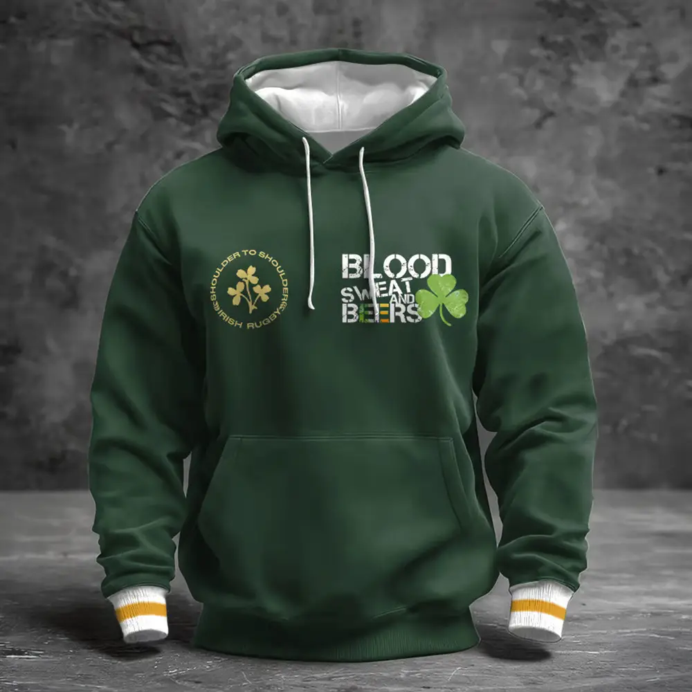 Blood Sweat And Beers St Patrick's Day Hoodie St Patrick's Day Clothing Gift Ideas