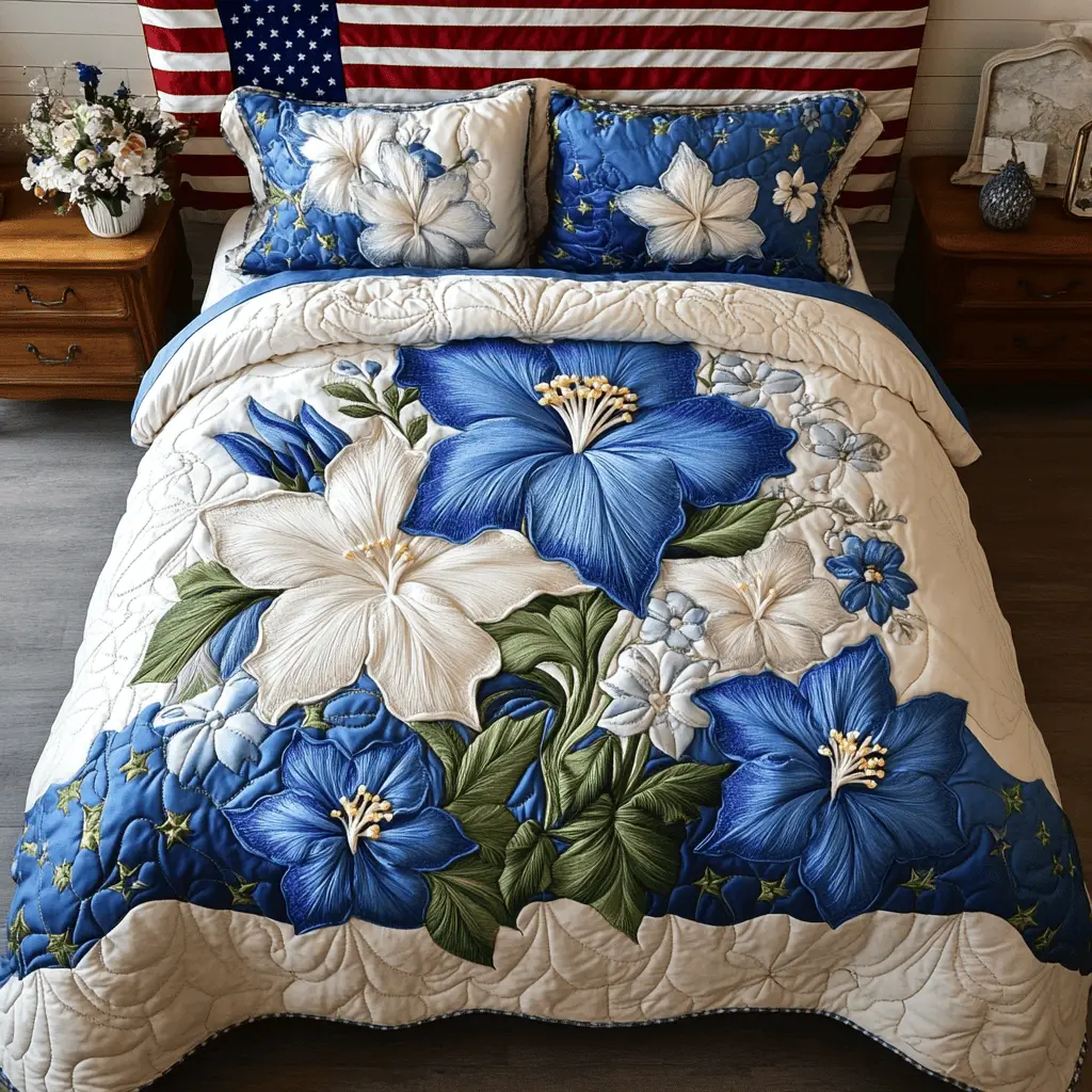 Bloom Bed  Quilted Bedding Set  Duvet Cover Queen Best 4Th Of July Gifts