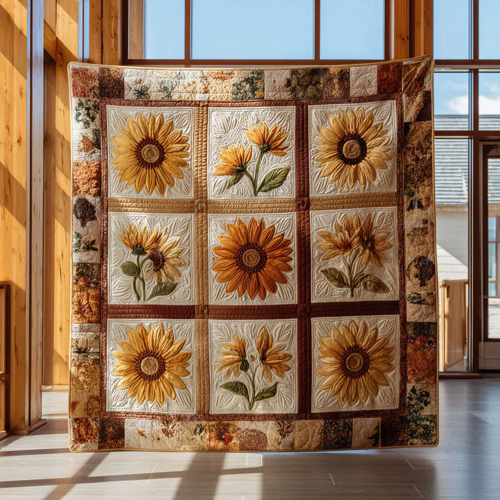 Bloom Sunflower Garden Quilt High-Quality Cotton Quilt Blanket for Restful Sleep Bloom Sunflower Garden Quilt High-Quality Cotton Quilt Blanket for Restful Sleep - Image 1