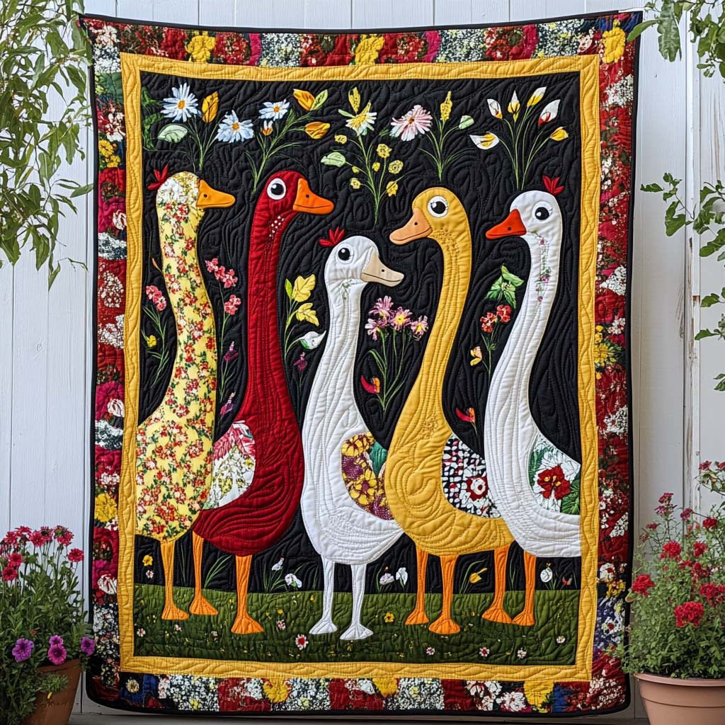 Blooming Duck Day Quilted Blanket Bed Christmas Decor Camping Gifts For Boyfriend Blooming Duck Day Quilted Blanket Bed Christmas Decor Camping Gifts For Boyfriend - Image 1