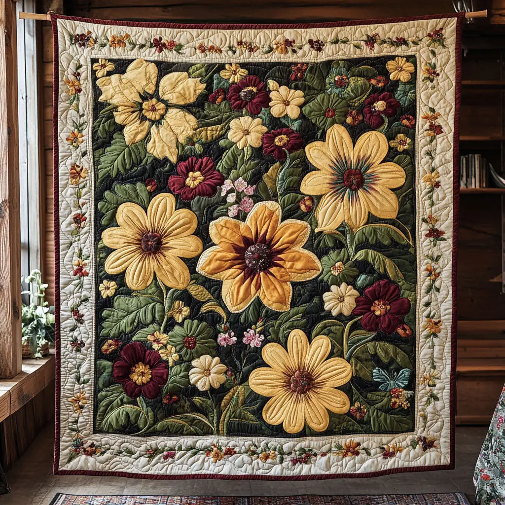 Blooming Flowers Quilt Blanket Fall Throw Blanket Ideal Holiday Flower Lover Presents