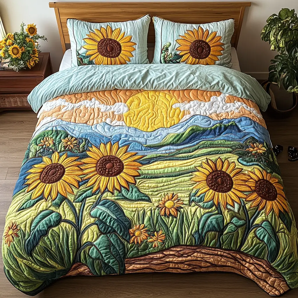 Blooming Horizon Quilted Bedding Set Comfy Bedding Set That Adds Style and Warmth Blooming Horizon Quilted Bedding Set Comfy Bedding Set That Adds Style and Warmth - Image 1