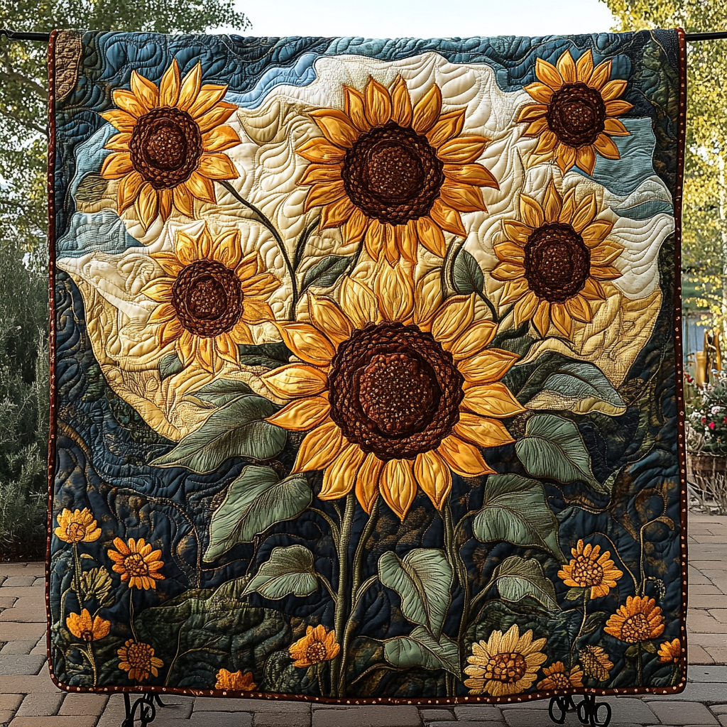 Blossom Burst Quilted Blanket Nice Throw Blanket Sunflower Presents Merchandise Blossom Burst Quilted Blanket Nice Throw Blanket Sunflower Presents Merchandise - Image 1