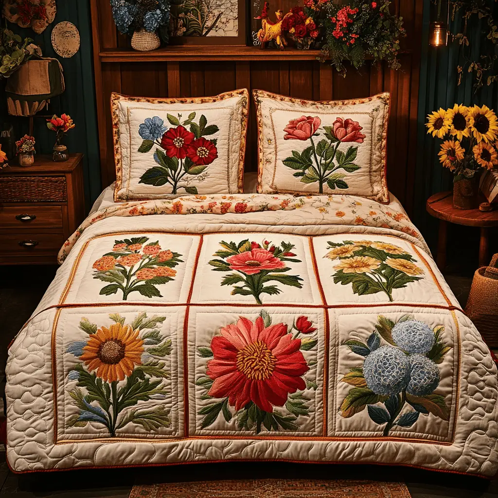 Blossom Elegance Quilted Bedding Set Christmas Bedroom Decor Ideas Gifts For Flower Enthusiasts Blossom Elegance Quilted Bedding Set Christmas Bedroom Decor Ideas Gifts For Flower Enthusiasts - Image 1