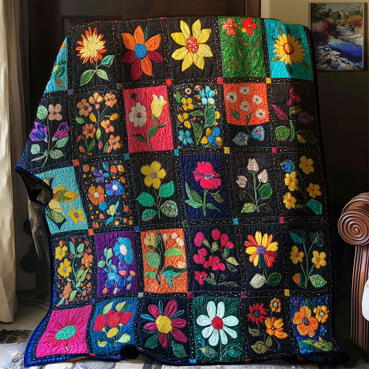 Blossom Patchwork Quilt Best Throw Blanket Gifts For Father's Day From Daughter
