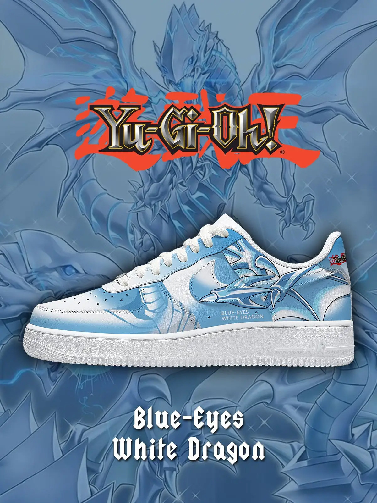 Blue-Eyes White Dragon Air Force 1 Shoes Sneakers